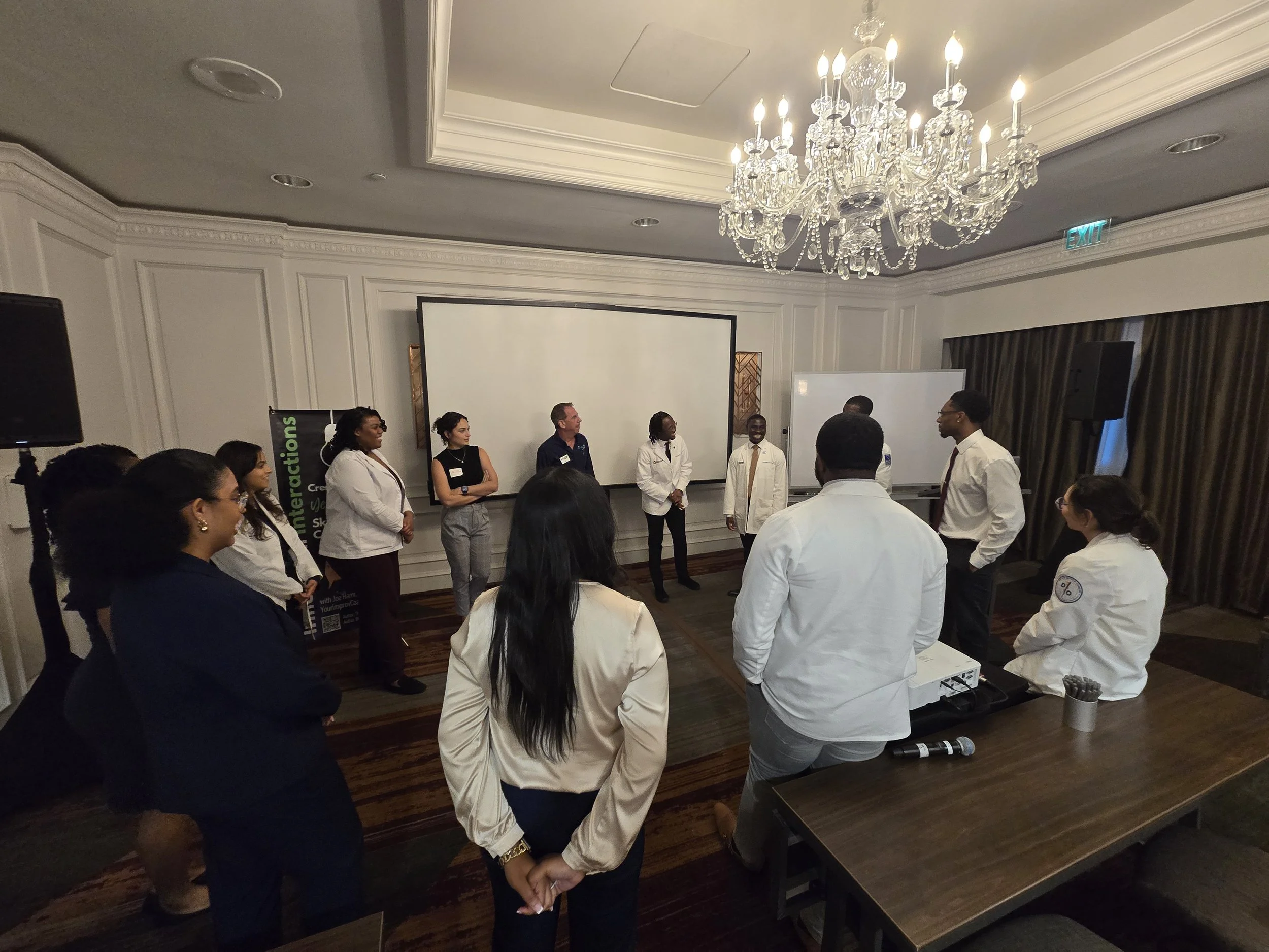 Leader practicing composure under pressure in Joe Hammer's Arizona improv training session